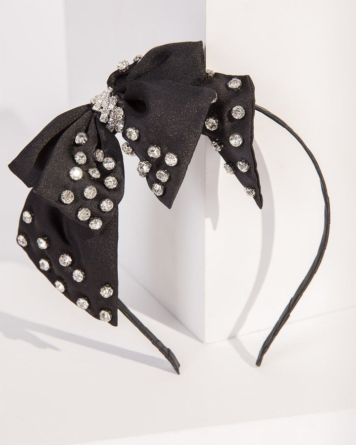 Colette by Colette Hayman Black Crystal Bow Thin Headband