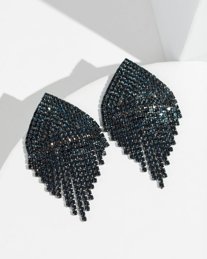 Colette by Colette Hayman Black Crystal Chain Fall Earrings