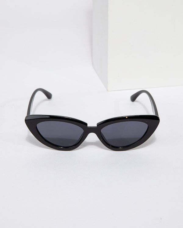 Colette by Colette Hayman Black Cut-Out Cat-Eye Shape Sunglasses