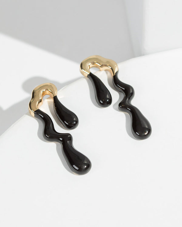 Colette by Colette Hayman Black Drippy Metal Painted Earrings