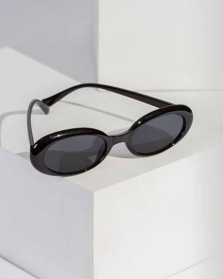 Colette by Colette Hayman Black Elongated Oval Sunglasses