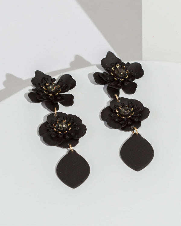 Colette by Colette Hayman Black Floral Earrings