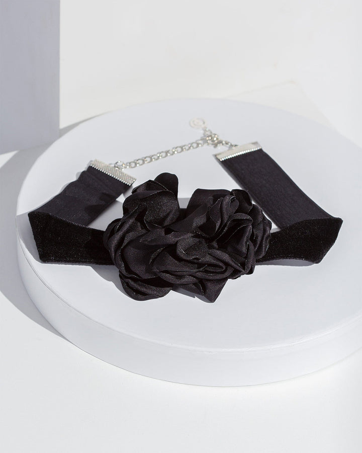 Colette by Colette Hayman Black Flower Detail Choker Necklace