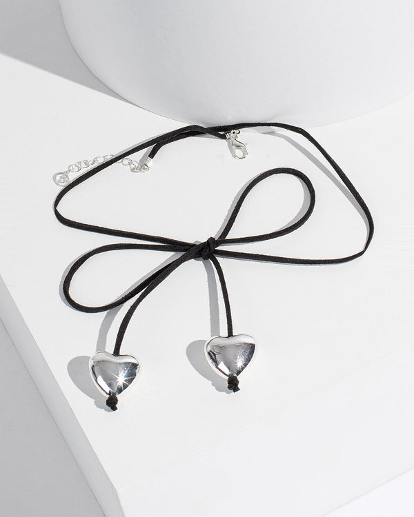 Colette by Colette Hayman Black Heart Cord Wrap Choker Necklace