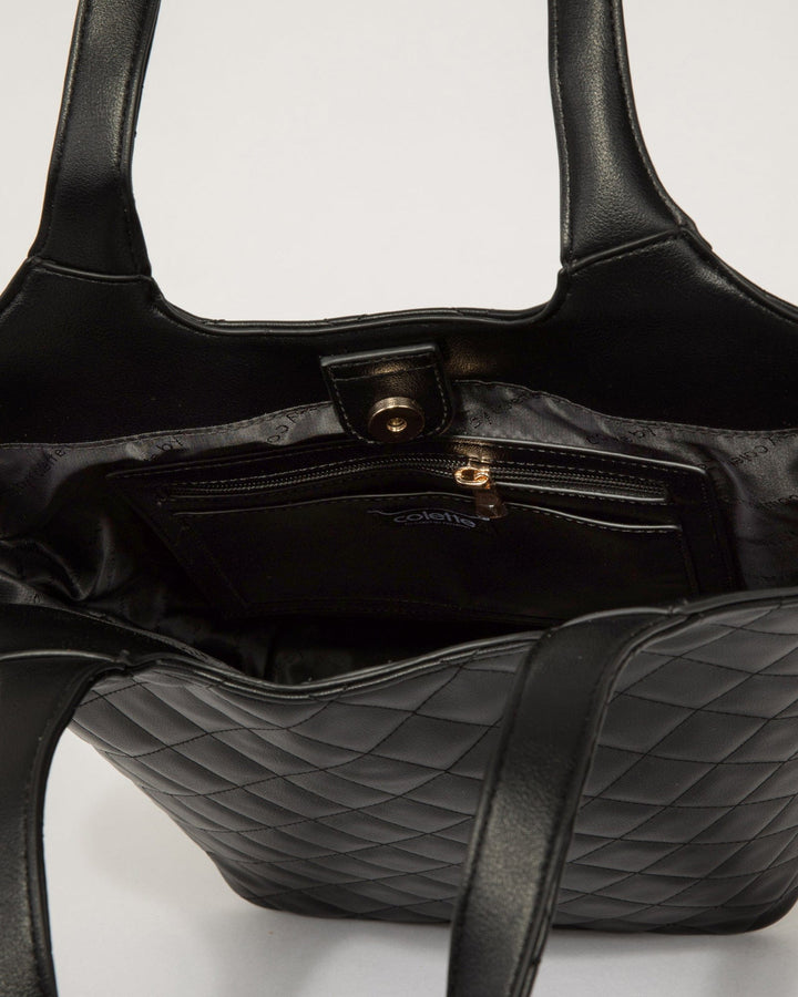 Colette by Colette Hayman Black Kiara Quilted Tote Bag