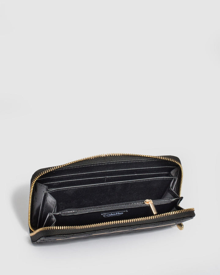 Colette by Colette Hayman Black Nina Quilt Wallet With Gold Hardware