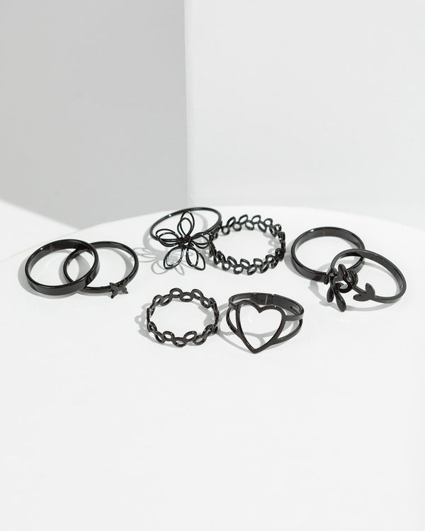 Colette by Colette Hayman Black Painted Stacking Ring Pack
