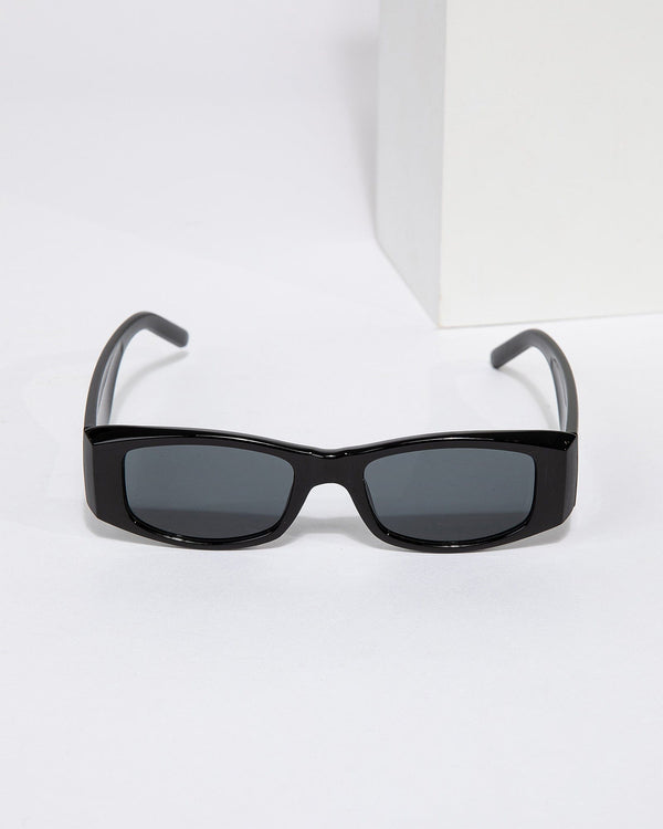 Colette by Colette Hayman Black Rectangle Thick Framed Sunglasses