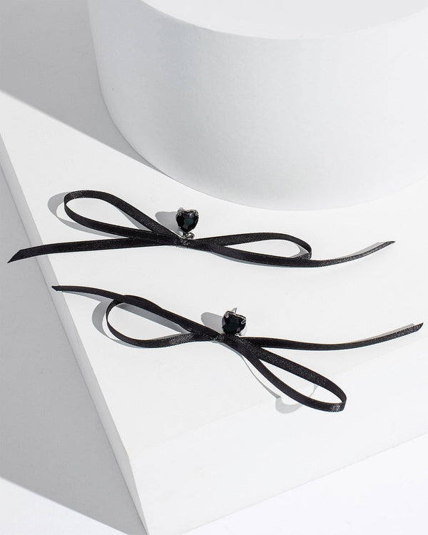 Colette by Colette Hayman Black Ribbon Bow Earrings