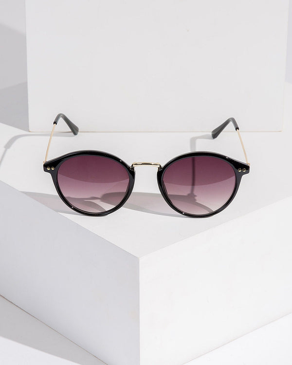 Colette by Colette Hayman Black Round Sunglasses