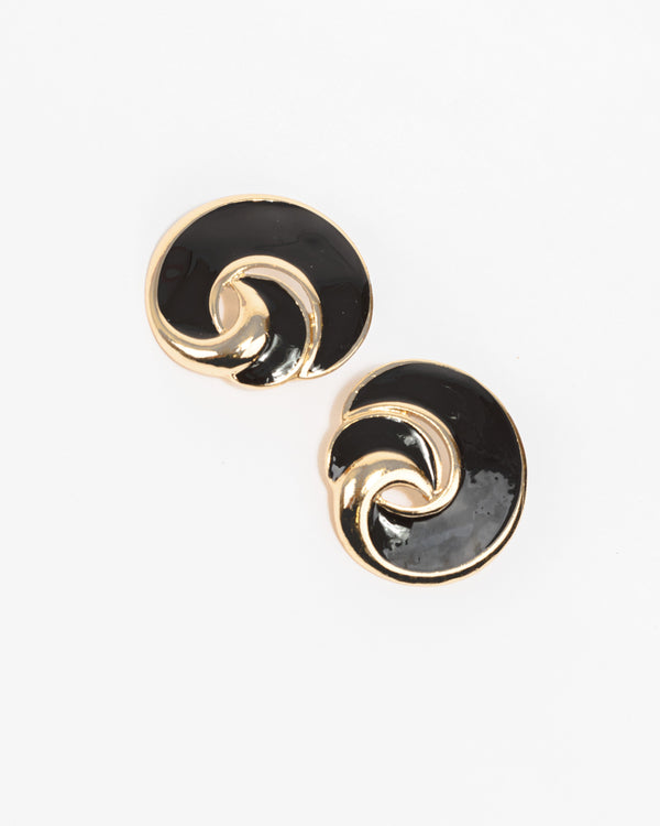 Colette by Colette Hayman Black Smooth Swirl Statement Stud Earrings