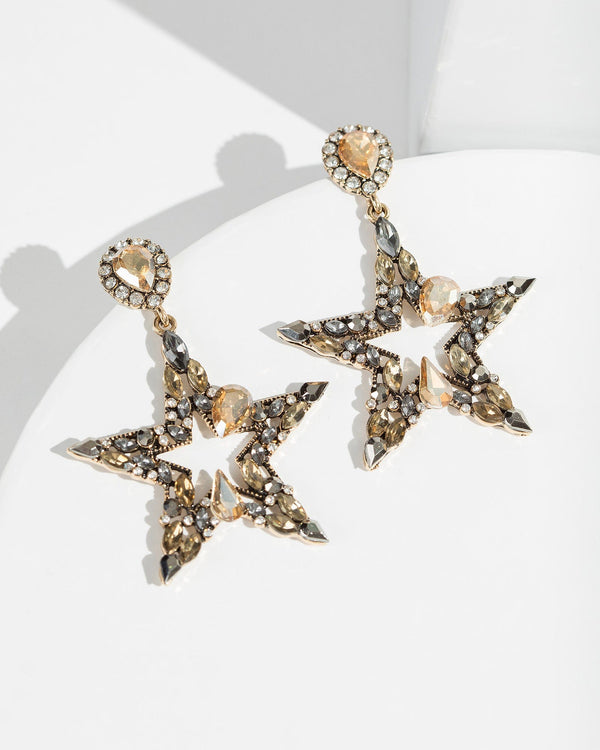 Colette by Colette Hayman Black Star With Crystals Earrings