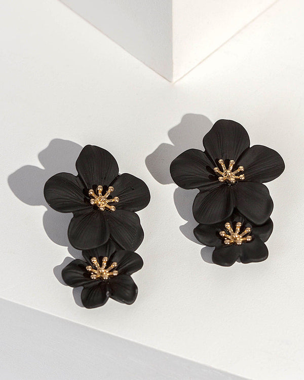Colette by Colette Hayman Black Statement Flower Earrings