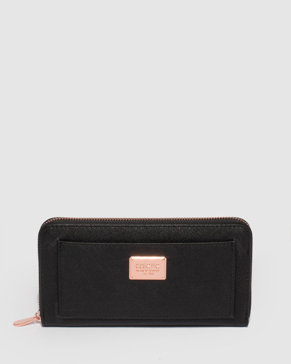 Colette by Colette Hayman Black Tarryn Wallet With Rose Gold Hardware