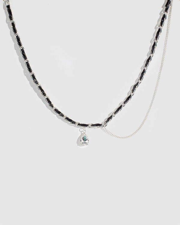 Colette by Colette Hayman Black Woven Chain Crystal Necklace