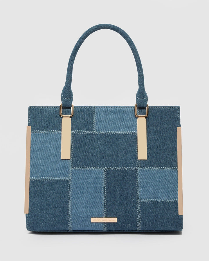 Colette by Colette Hayman Blue Andrea Patchwork Tote Bag
