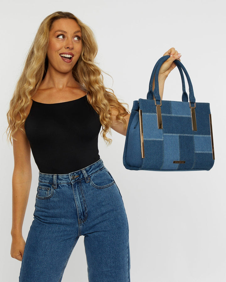 Colette by Colette Hayman Blue Andrea Patchwork Tote Bag