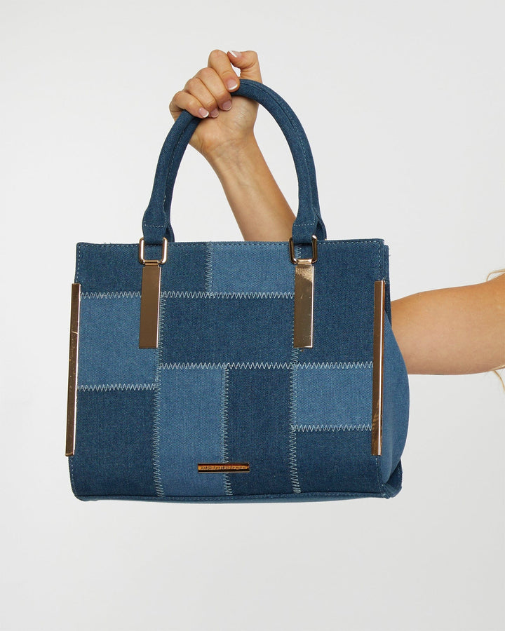 Colette by Colette Hayman Blue Andrea Patchwork Tote Bag