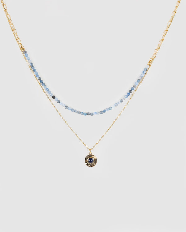 Colette by Colette Hayman Blue Beaded Double Row Pendant Necklace