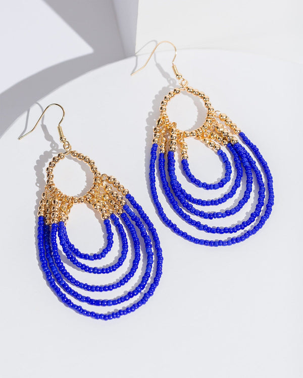 Colette by Colette Hayman Blue Beaded Loops Statement Hook Earrings