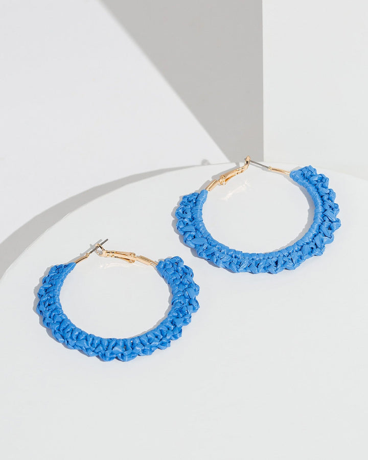 Colette by Colette Hayman Blue Crochet Hoop Earrings