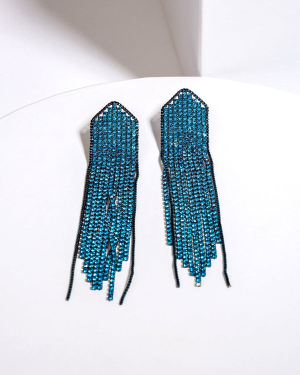 Colette by Colette Hayman Blue Crystal Chains Fall Earrings