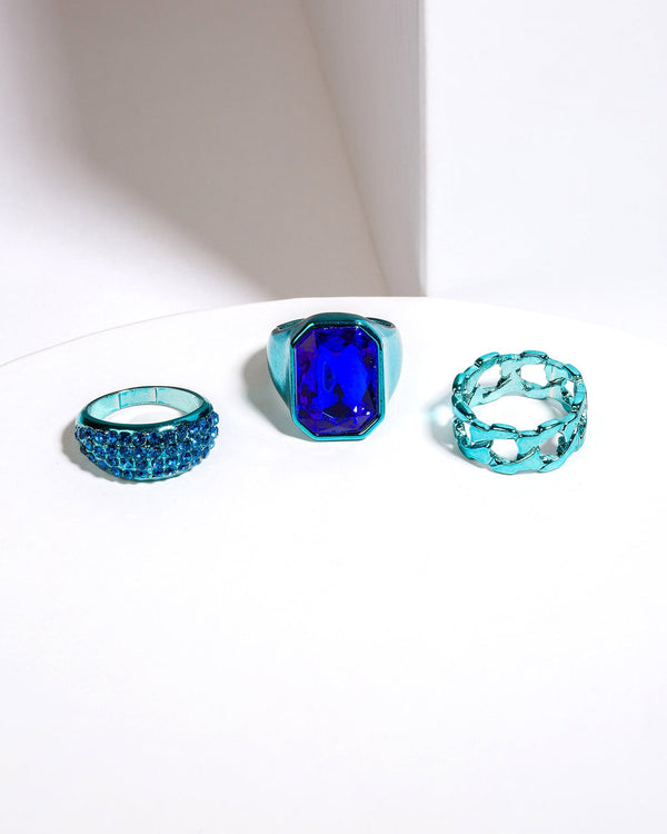 Colette by Colette Hayman Blue Crystal Chunky Ring