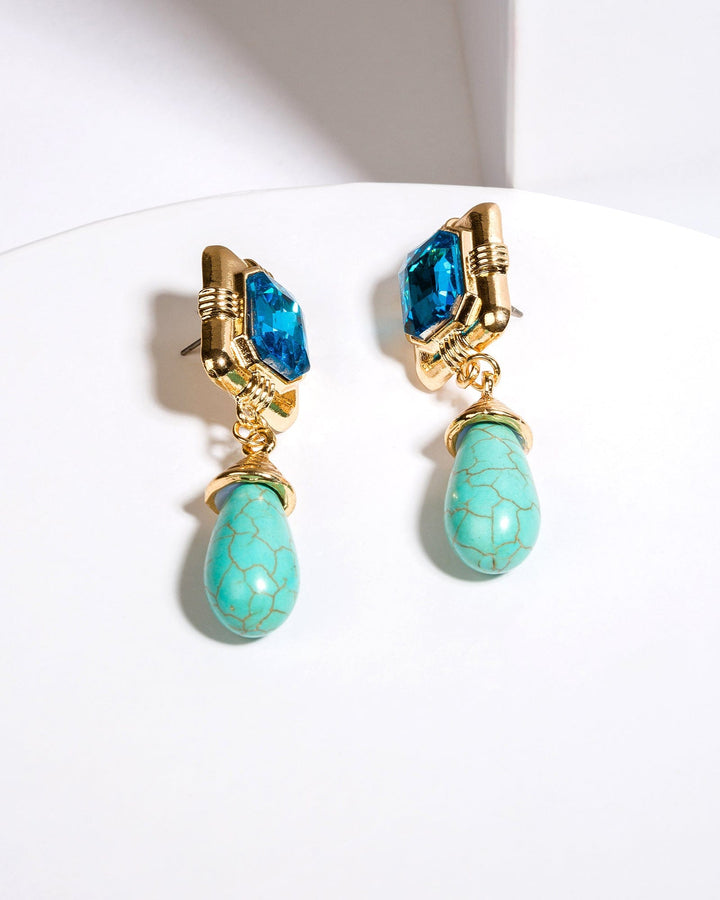 Colette by Colette Hayman Blue Crystal Framed Drop Earrings