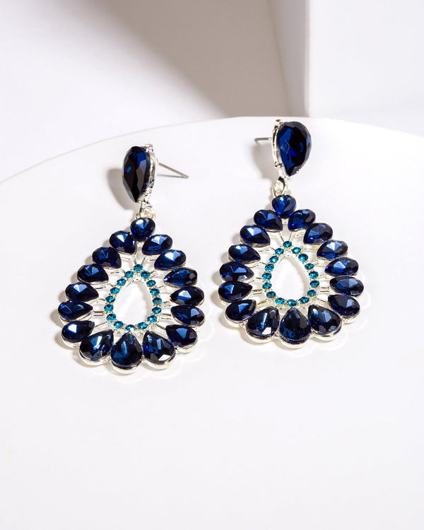 Colette by Colette Hayman Blue Crystals Drop Earrings