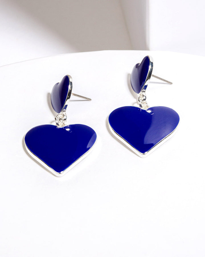 Colette by Colette Hayman Blue Double Heart Earrings