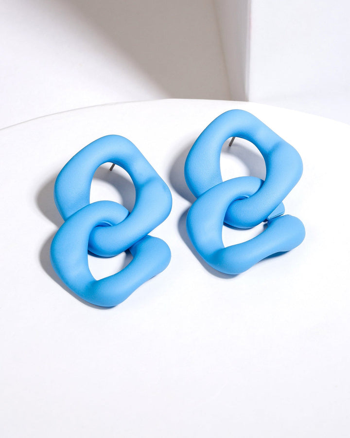 Colette by Colette Hayman Blue Double Square Chain Earrings