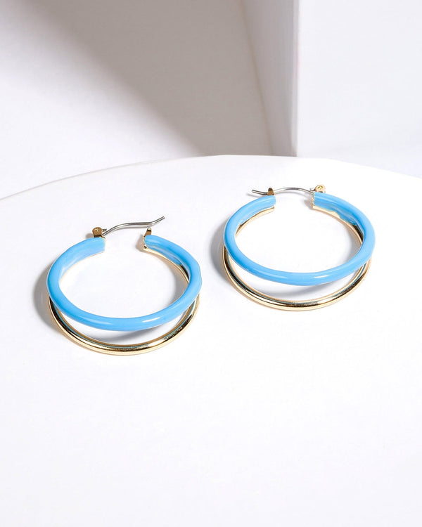 Colette by Colette Hayman Blue Douple Hoop Earrings
