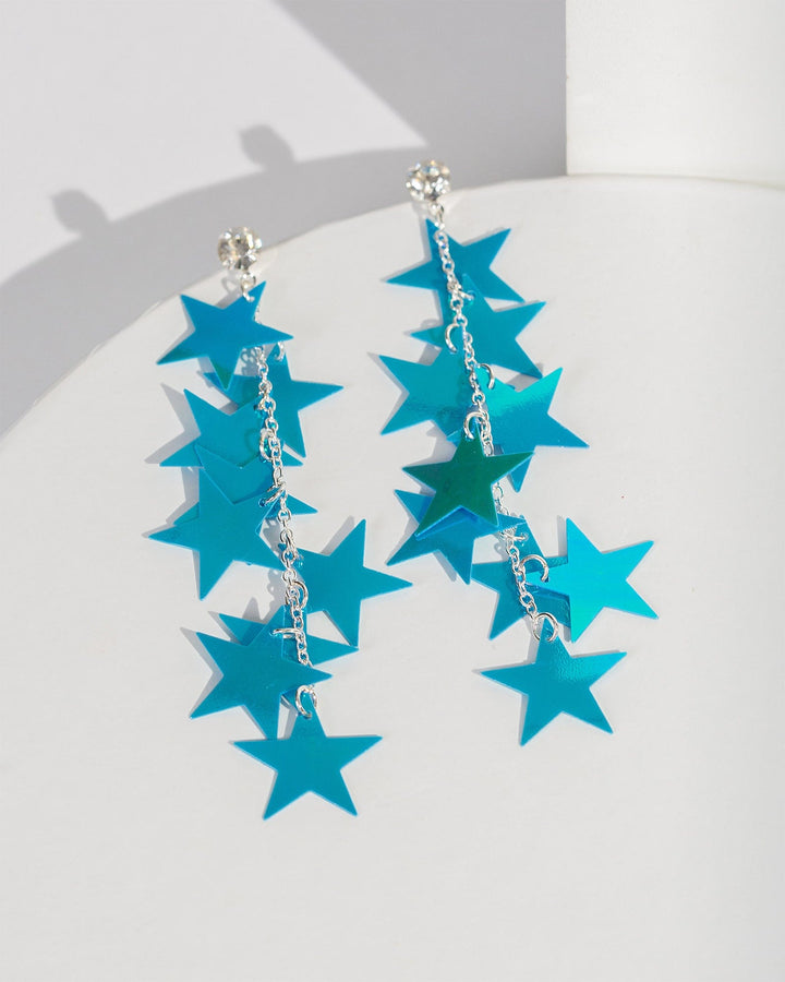 Colette by Colette Hayman Blue Multi Star Tassel Detail Drop Earrings