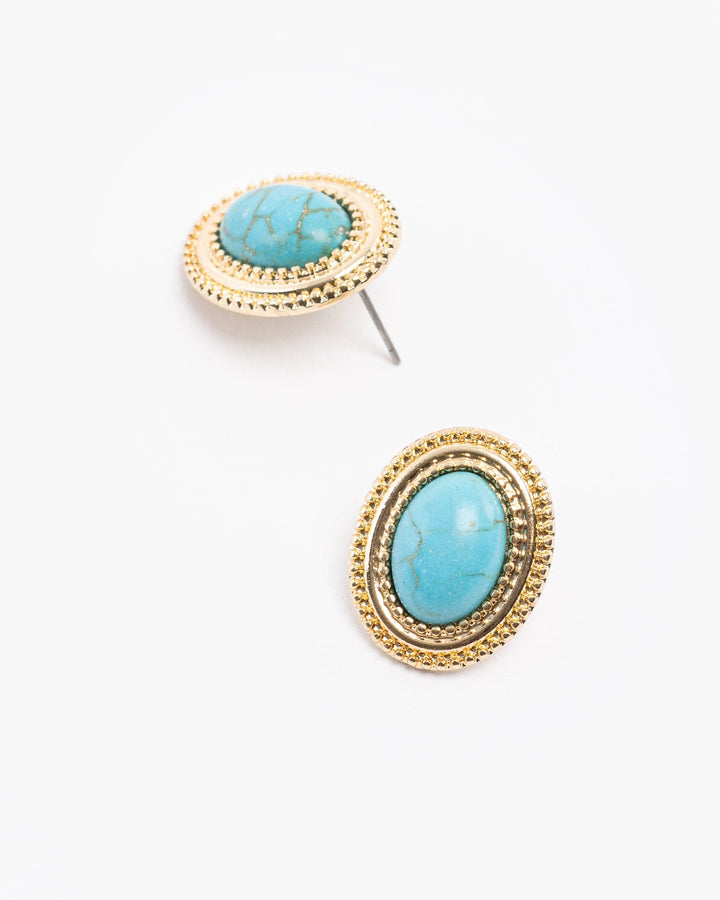 Colette by Colette Hayman Blue Stone Detail Stud Earrings