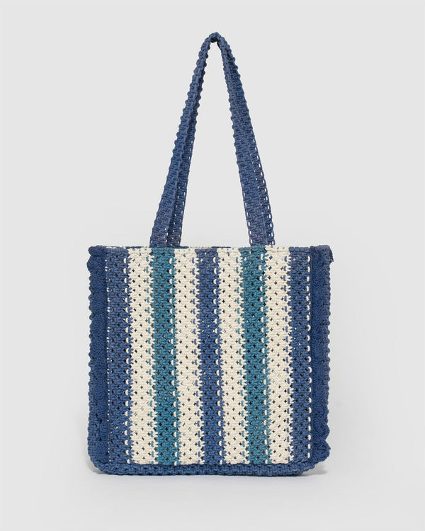 Colette by Colette Hayman Blue Tammy Crochet Medium Tote Bag