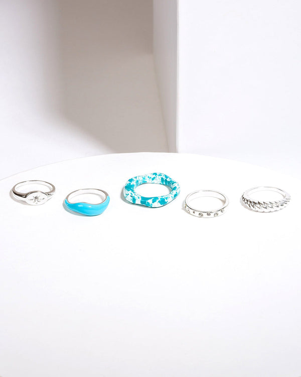 Colette by Colette Hayman Blue Textured Ring Pack