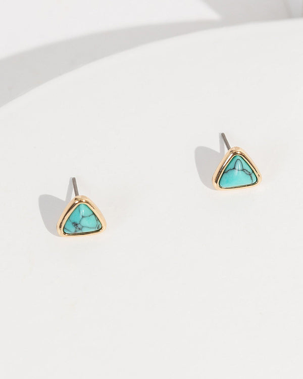 Colette by Colette Hayman Blue Triangle Semi Precious Stud Earrings