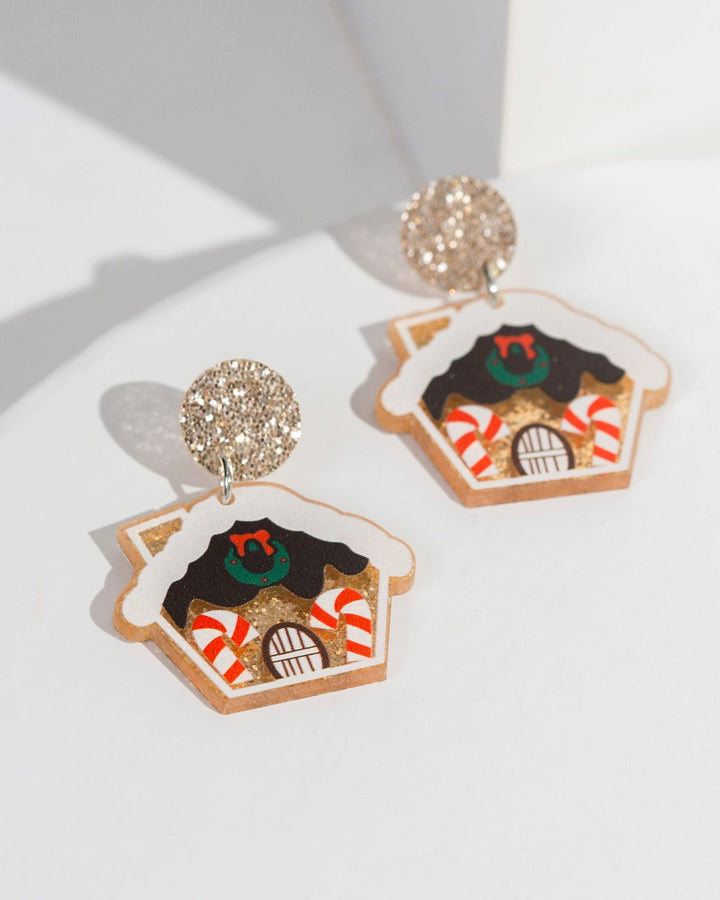 Colette by Colette Hayman Brown Christmas Gingerbread House Earrings