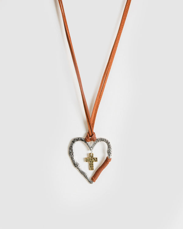 Colette by Colette Hayman Brown Cord Heart Necklace