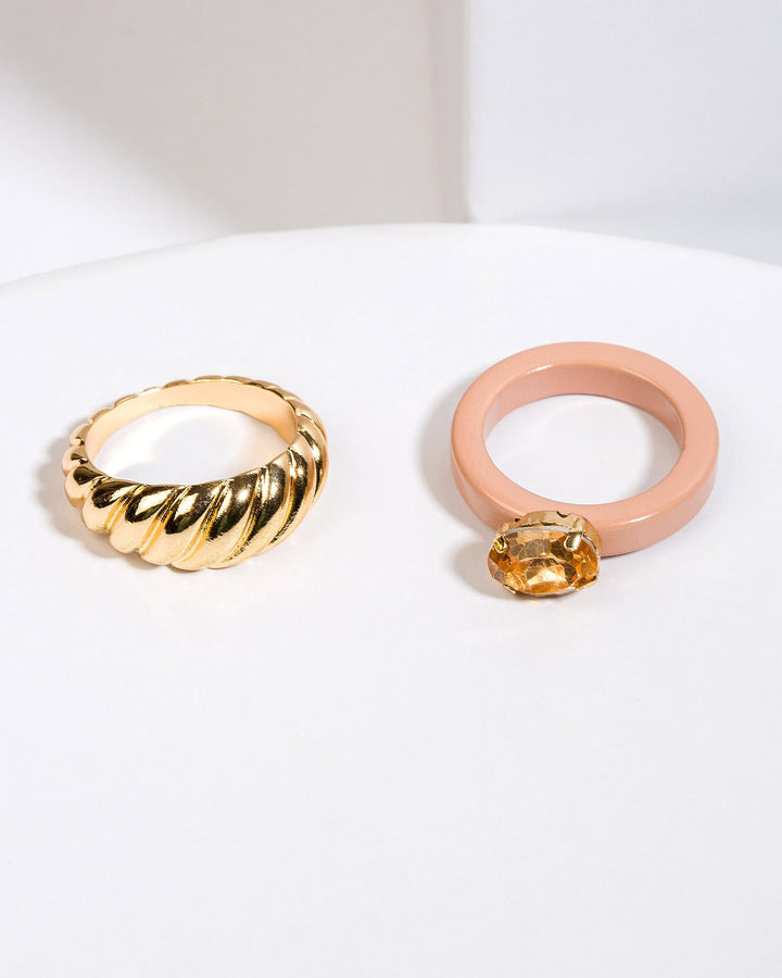 Colette by Colette Hayman Brown Crystal Acrylic Ring Pack