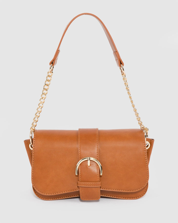 Brown Macy Buckle Shoulder Bag colette hayman
