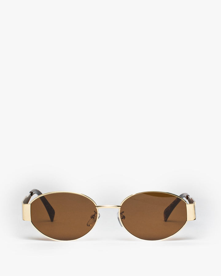 Colette by Colette Hayman Brown Oval Metal Detail Sunglasses