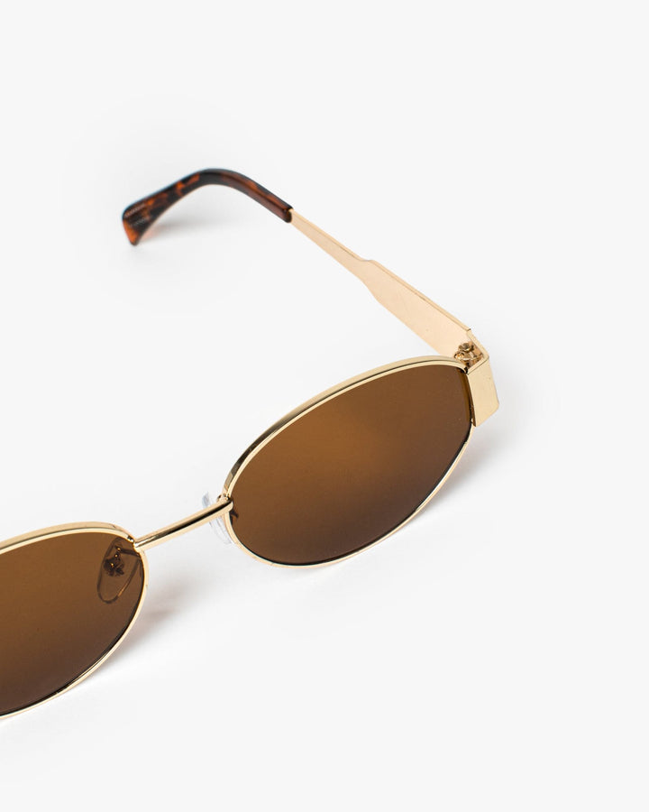 Colette by Colette Hayman Brown Oval Metal Detail Sunglasses