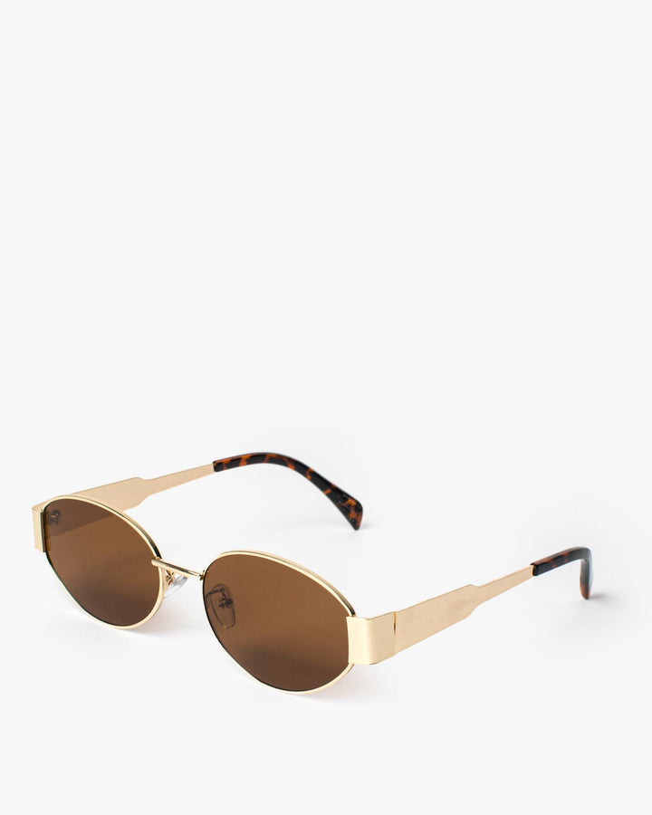 Colette by Colette Hayman Brown Oval Metal Detail Sunglasses