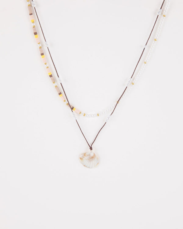 Colette by Colette Hayman Brown Pearl Shell Layer Necklace