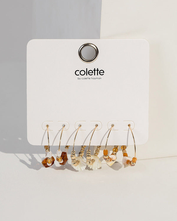 Colette by Colette Hayman Brown Seashell Hoope Earring Pack