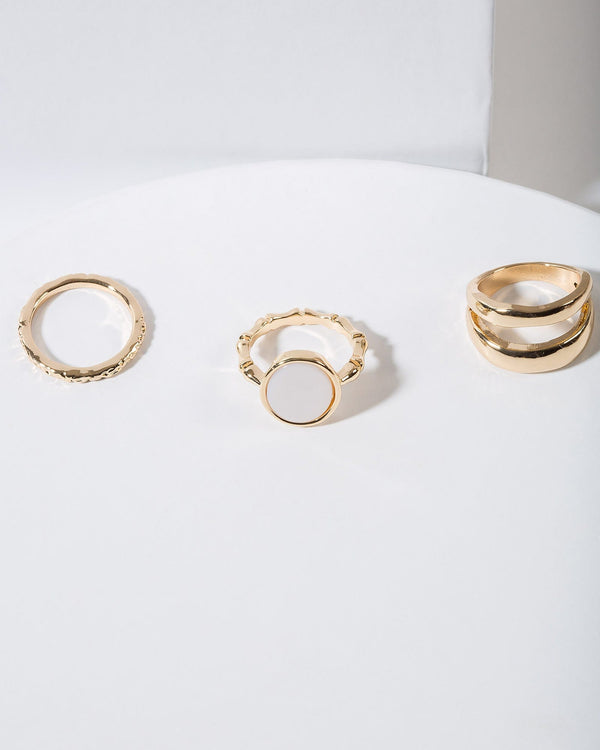 Colette by Colette Hayman Brown Stone And Metal Ring Pack