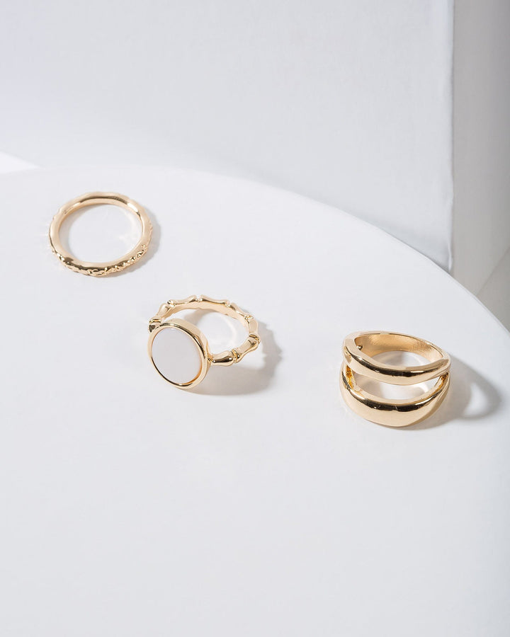 Colette by Colette Hayman Brown Stone And Metal Ring Pack