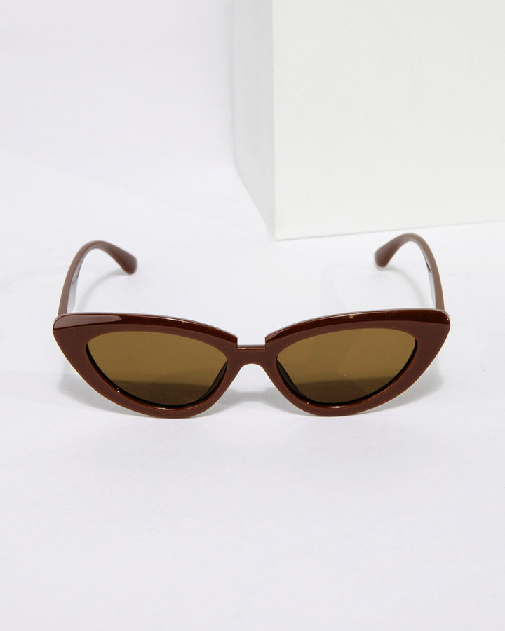 Colette by Colette Hayman Burgundy Cut-Out Cat-Eye Shape Sunglasses