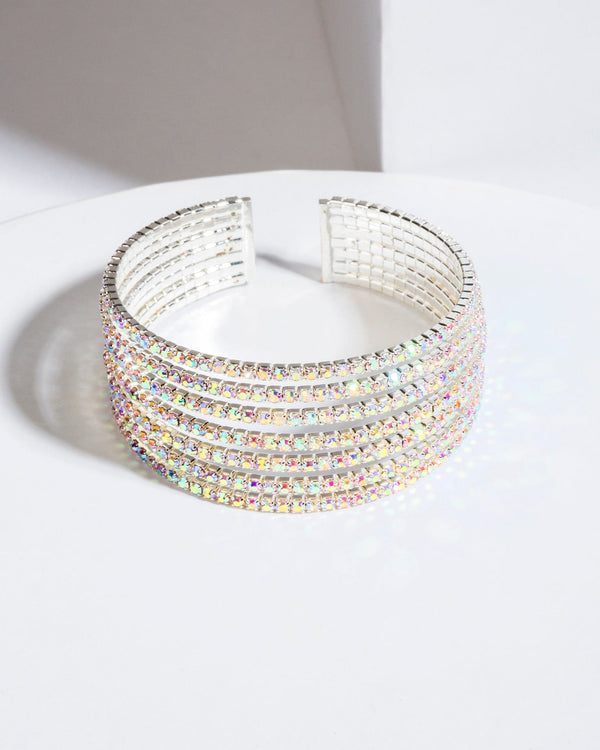 Colette by Colette Hayman Crystal 7 Row Cuff Bracelet
